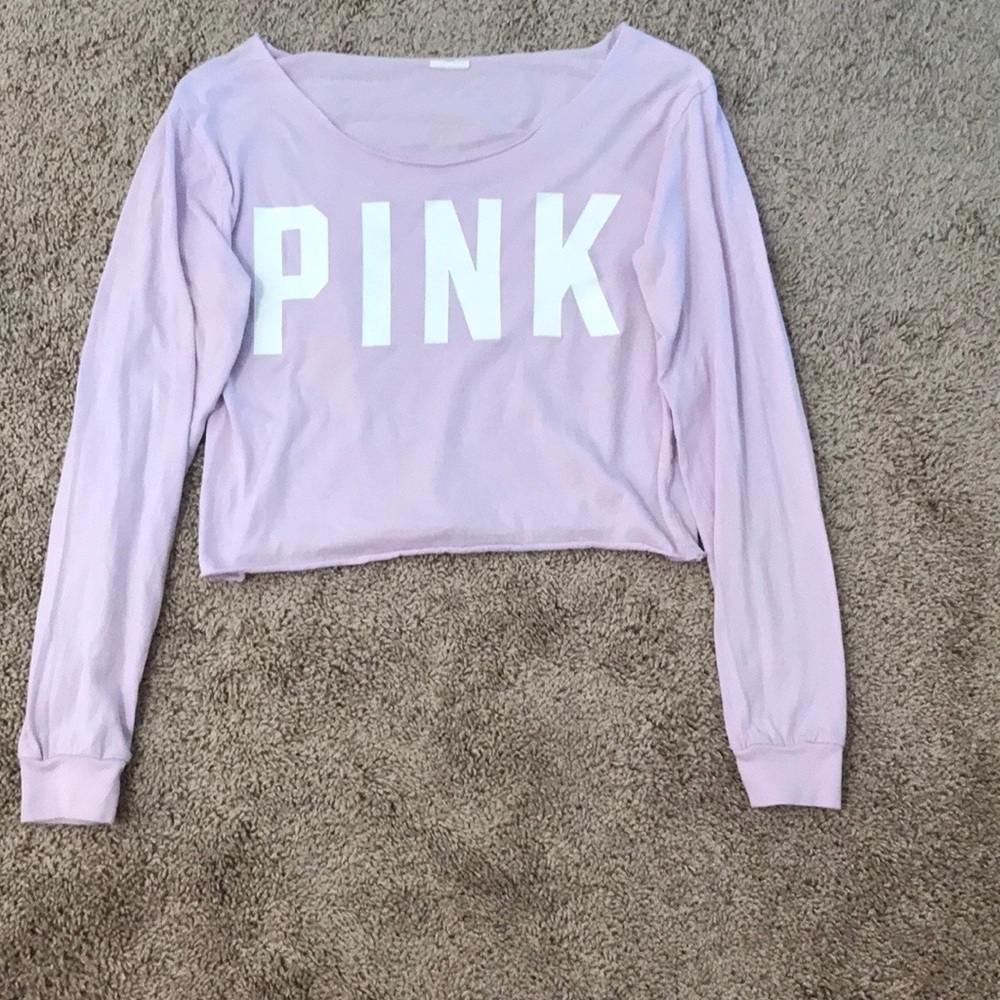 PINK Long Sleeve Grunge Shirt- Periwinkle